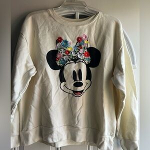 Disney Women's White Sweater with Floral Minnie Mouse